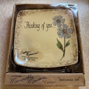 Carson Thinking of You Plate with Blue Flowers Writeable memorable moments New